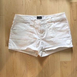 BeBop White Cotton Denim Shorts